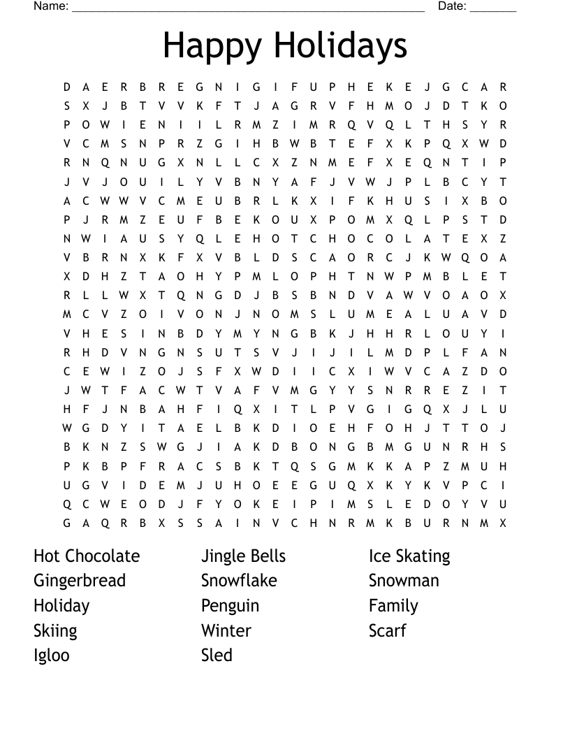 Happy Holidays Word Search - Wordmint with regard to Holiday Word Search Printable