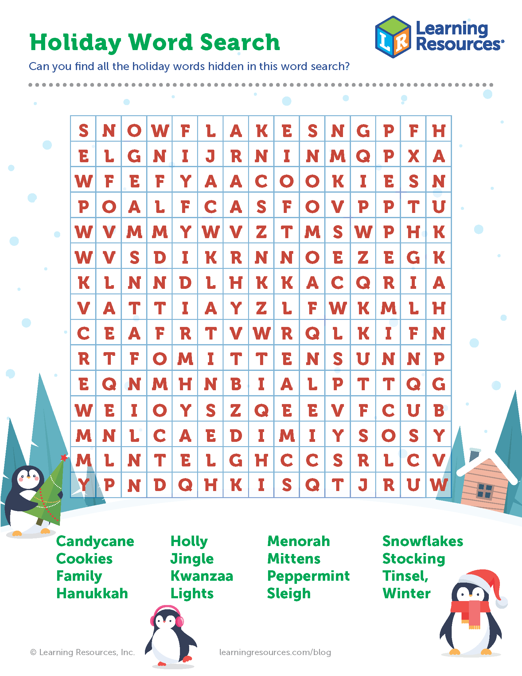 Holiday Word Search Printable | Learning Resources within Holiday Word Search Printable For Adults