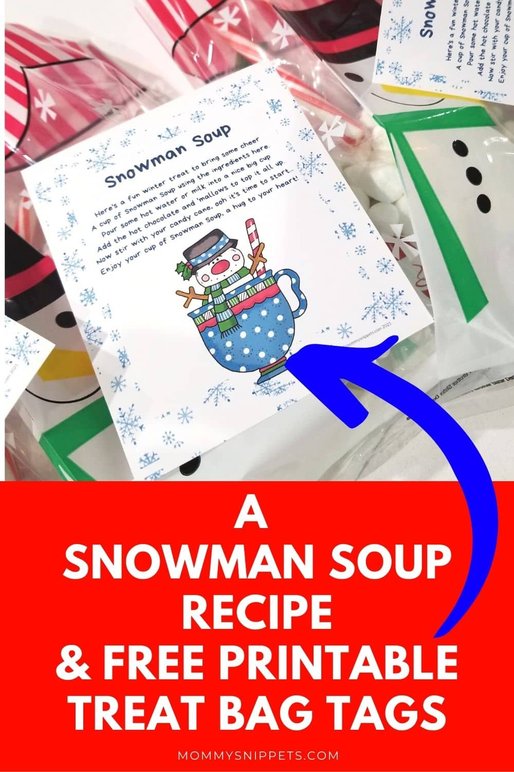 How To Make Snowman Soup Recipe + Free Printable Treat Tag for Snowman Soup Printable Tags Free