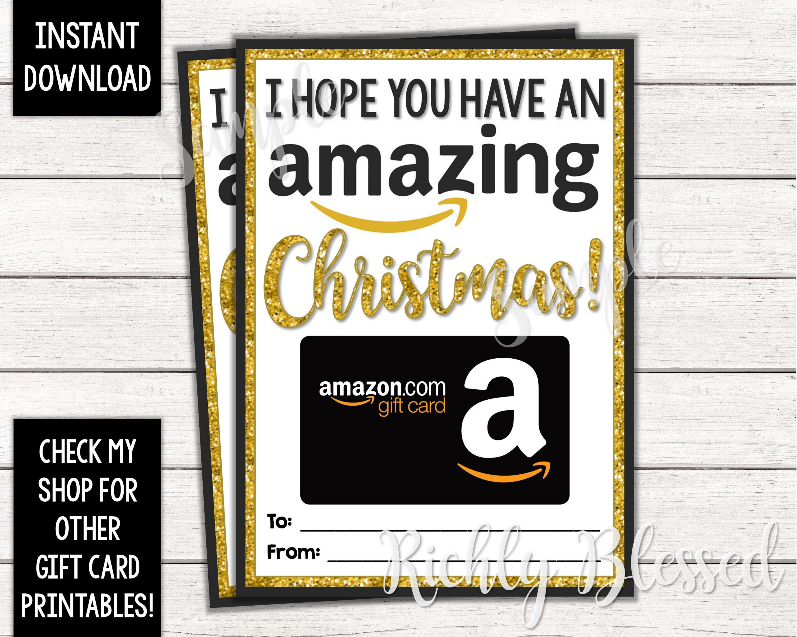 Instant Download Amazon Gift Card Christmas Card Holder Gift Card in Amazon Gift Card Merry Christmas Printable