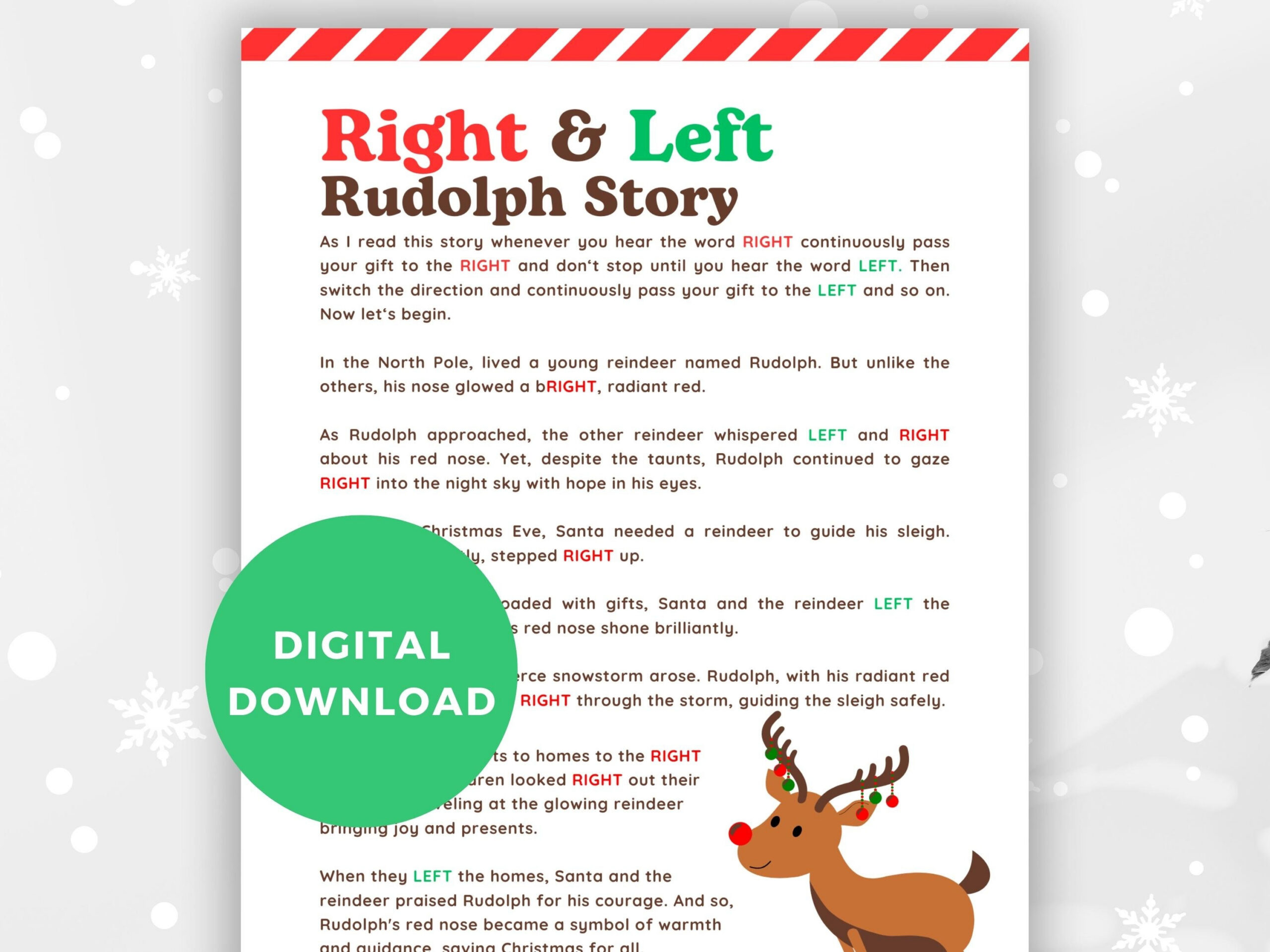 Left Right Christmas Game | Right Left Christmas Game | Rudolph for Rudolph Left Right Christmas Game Printable