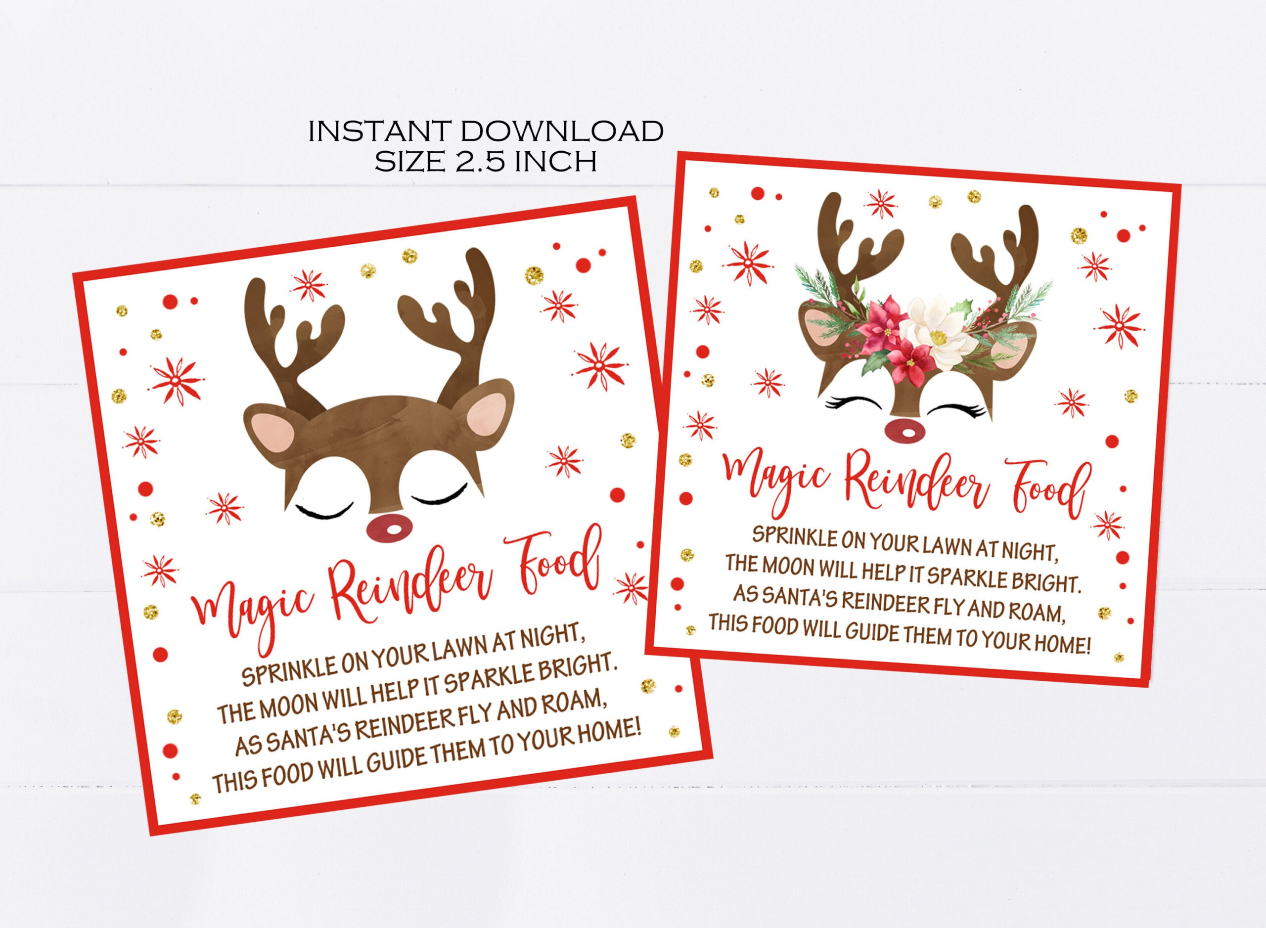 Magic Reindeer Food Tags Printable, Christmas Party Favors intended for Reindeer Food Printable Tag