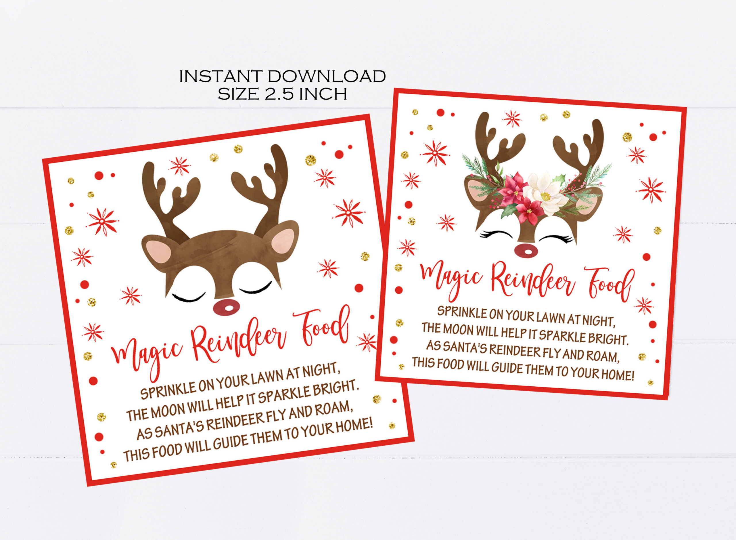 Magic Reindeer Food Tags Printable, Christmas Party Favors pertaining to Reindeer Food Tag Printable