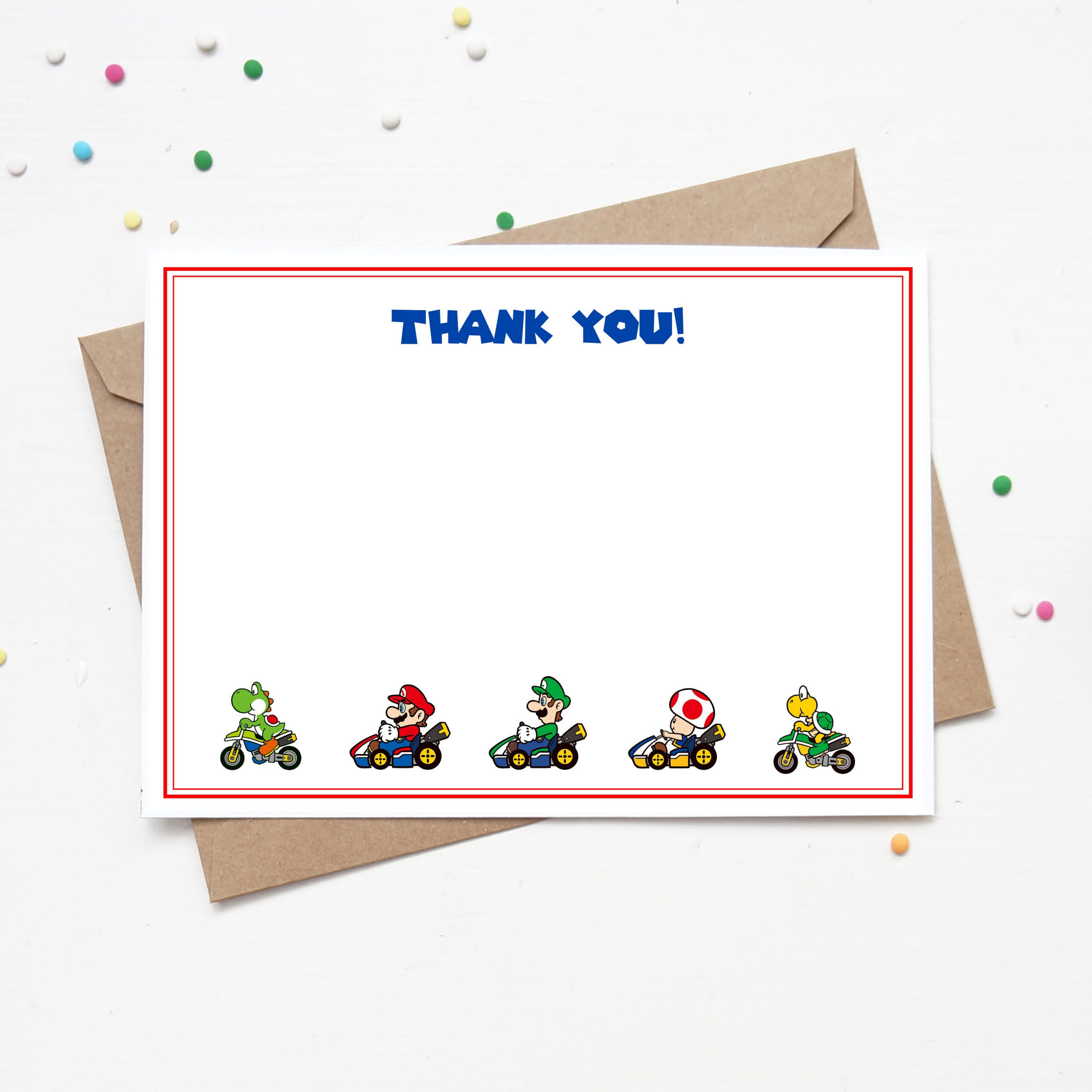 Mario Kart Thank You Card | Instant Download - Etsy.de in Mario Thank You Cards Printable