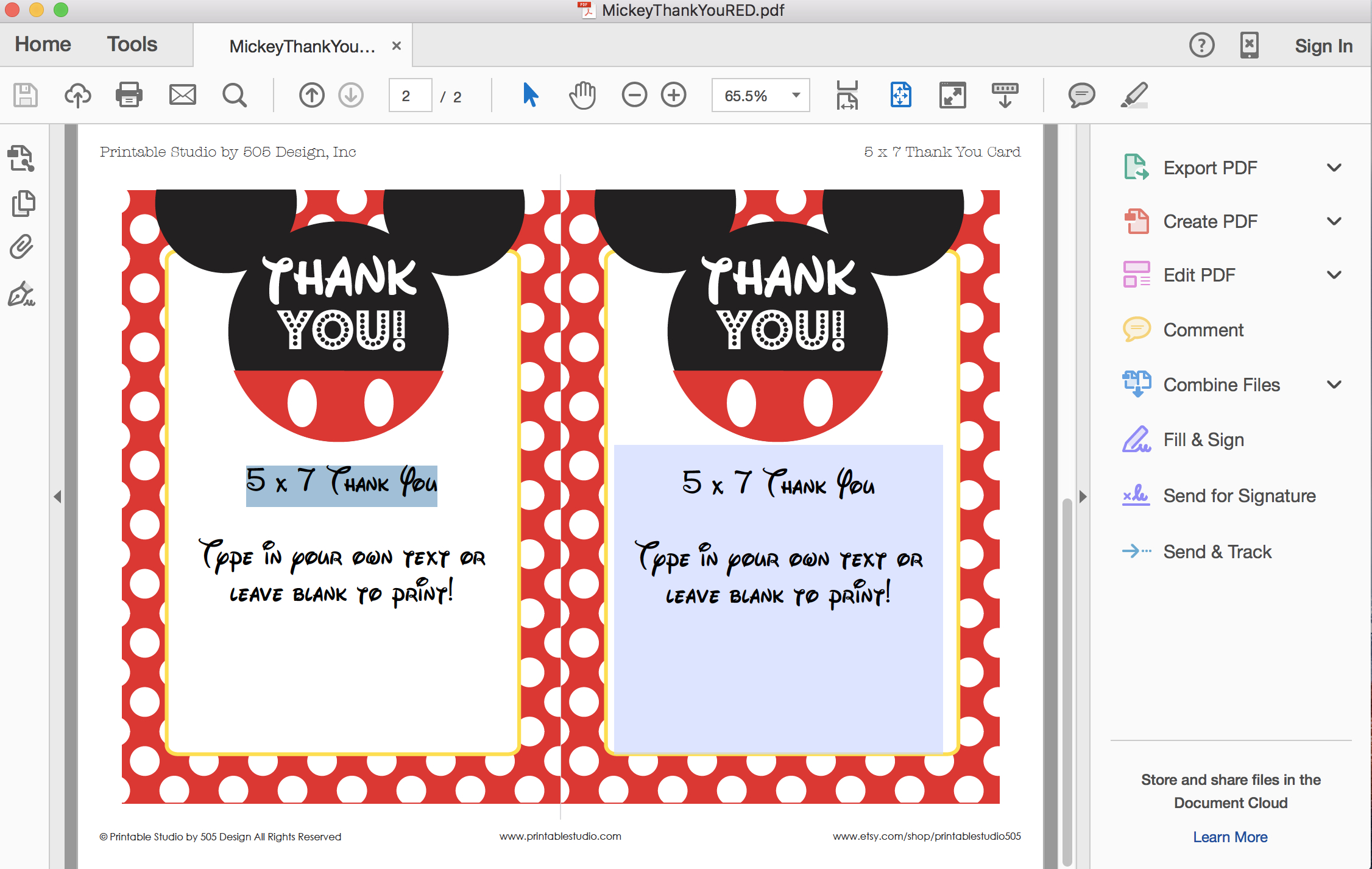 Mickey Mouse Thank You Card throughout Mickey Mouse Thank You Photo Cards Printable