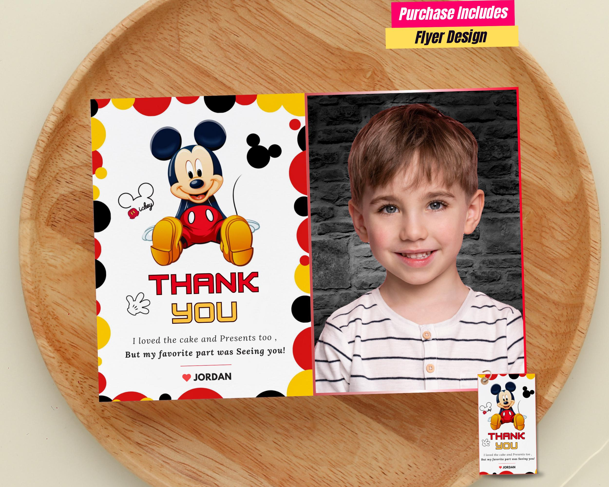 Mickey Mouse Thank You Card With Photo Mickey Mouse Greeting Photo pertaining to Mickey Mouse Thank You Photo Cards Printable