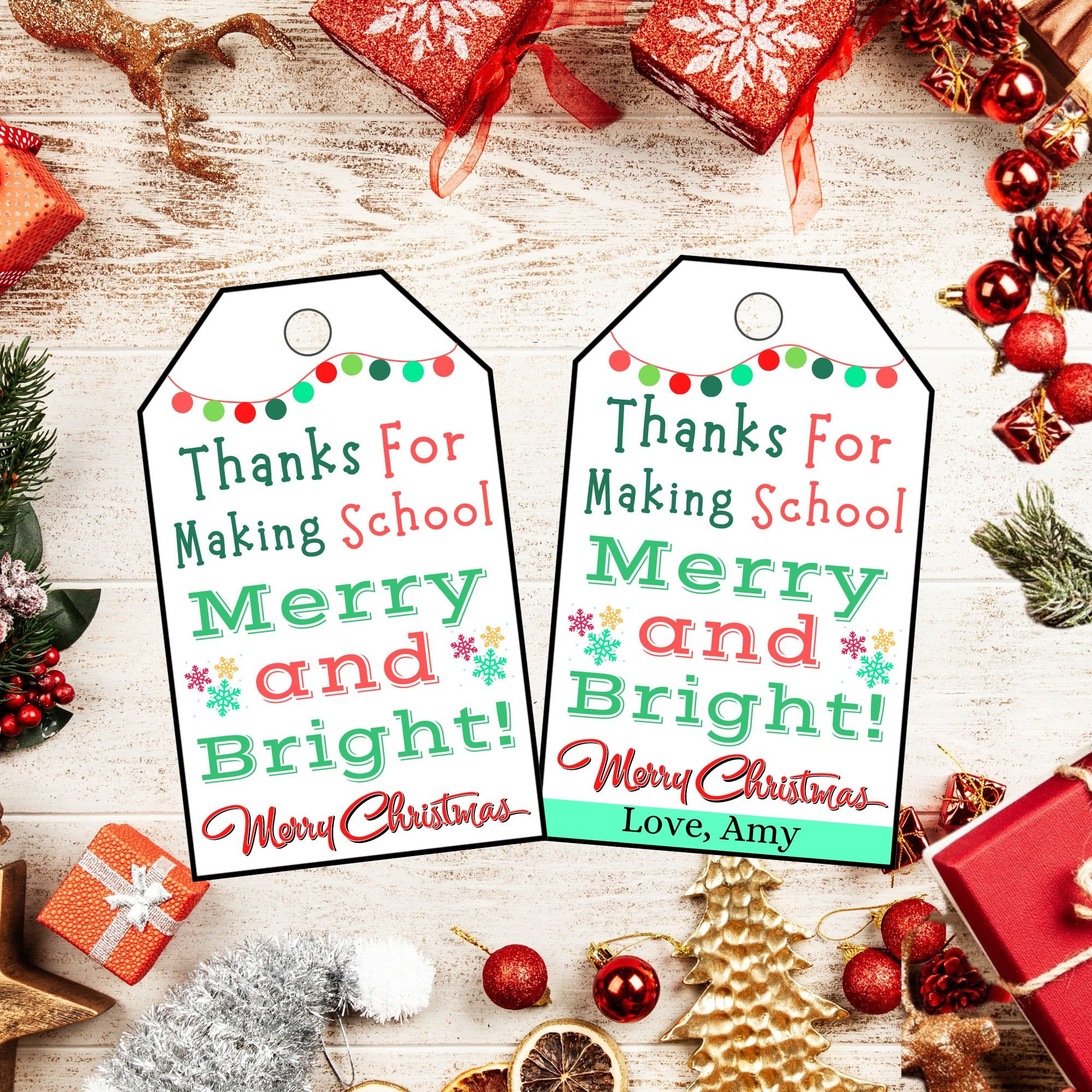 Personalized Christmas Gift Tags – Teacher Appreciation, School in Printable Christmas Tags For Teachers