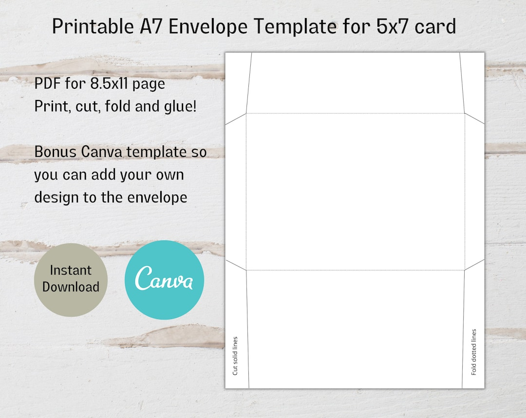 Printable A7 Envelope Template For 5X7 Card, Canva A7 Envelope Template -  Etsy within Printable Christmas Card Envelopes 5X7