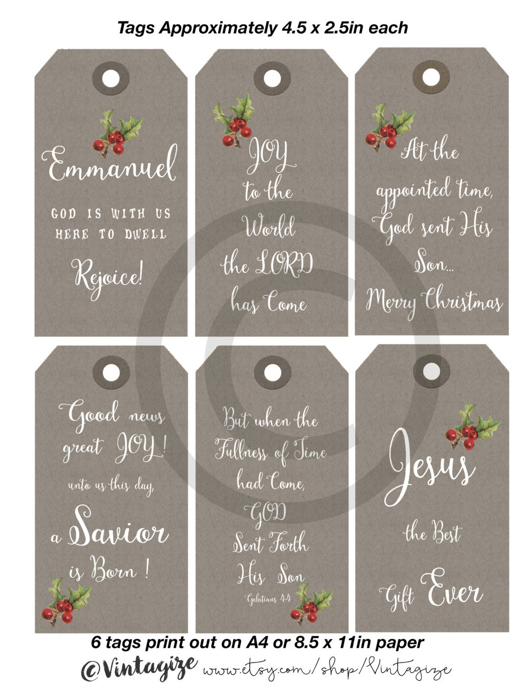 Printable Christmas Christian Religious Gift Tags. Neutral Kraft with Religious Christmas Gift Tags Printable