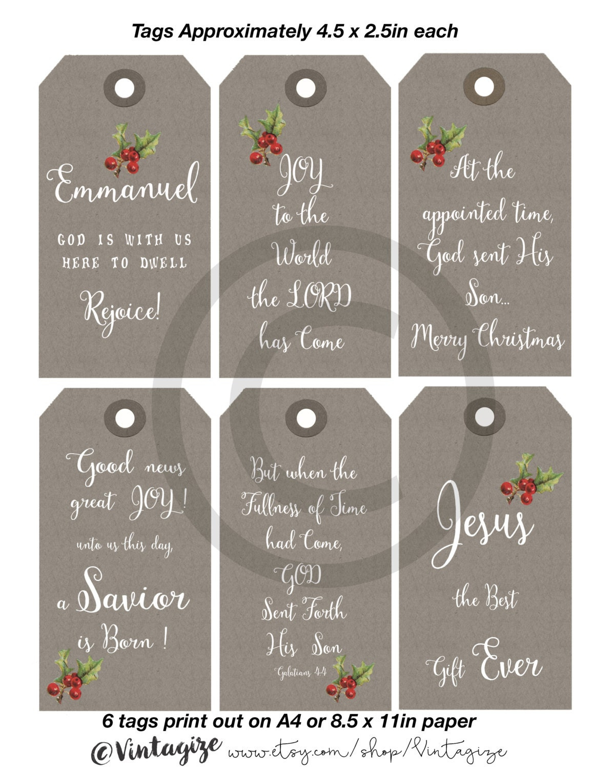Printable Christmas Christian Religious Gift Tags. Neutral Kraft within Etsy Printable Christmas Tags