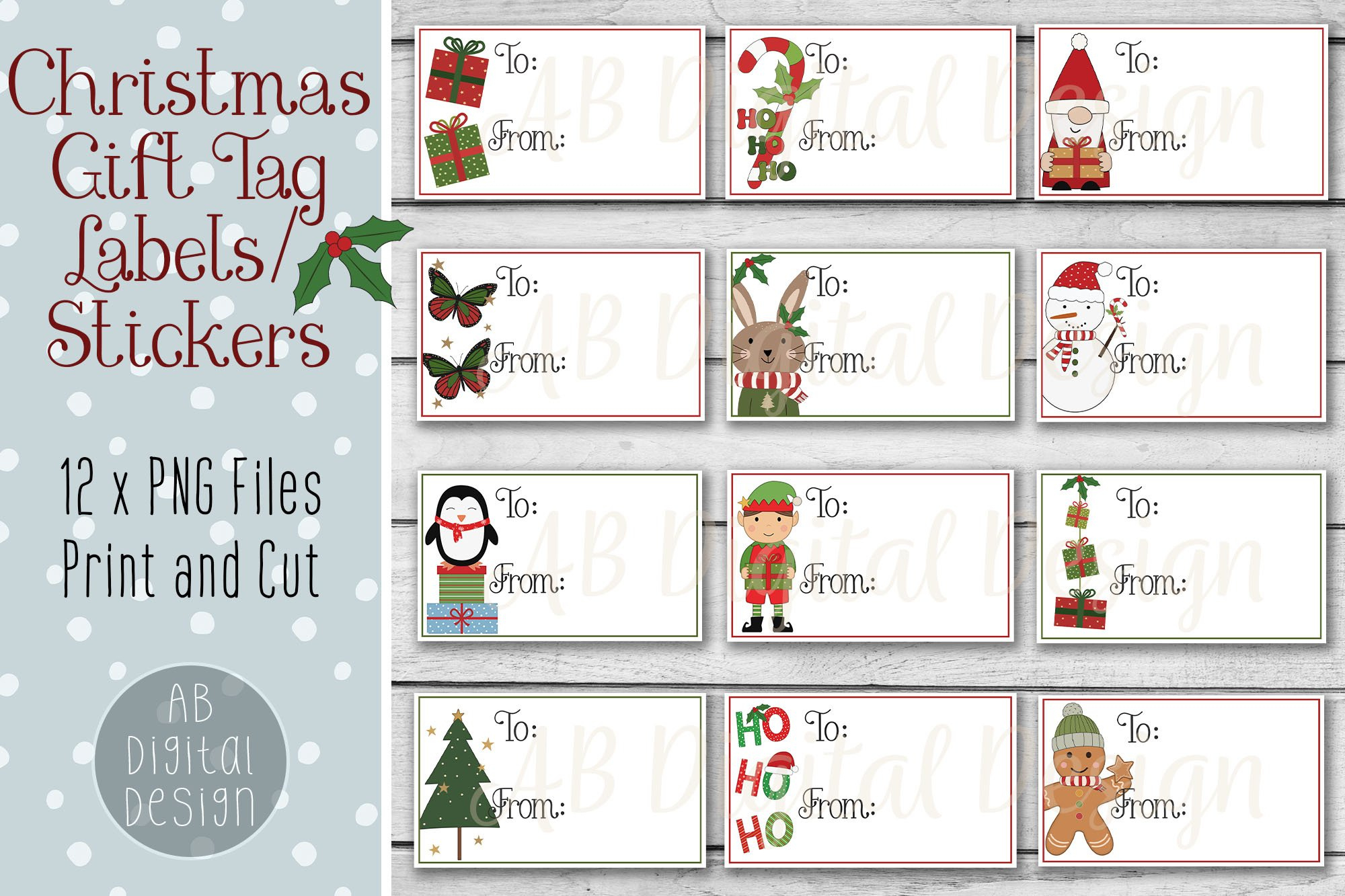 Printable Christmas Gift Tag Labels For Print And Cut with Printable Christmas Tags Stickers