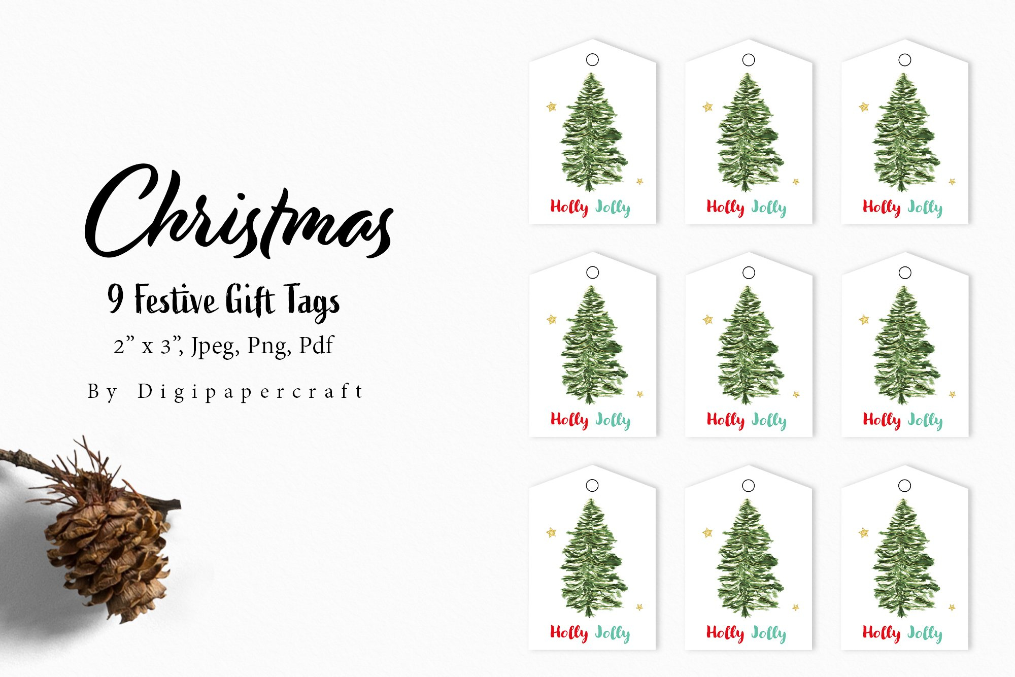 Printable Christmas Gift Tags, Christmas Tree Tags, Stickers in Christmas Tree Tags Printable