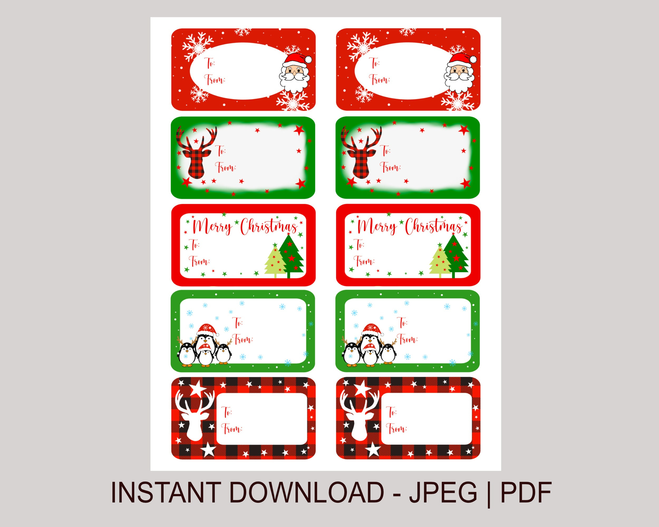 Printable Christmas Labels, Instant Download, Winter Holiday intended for Printable Christmas Tags Stickers