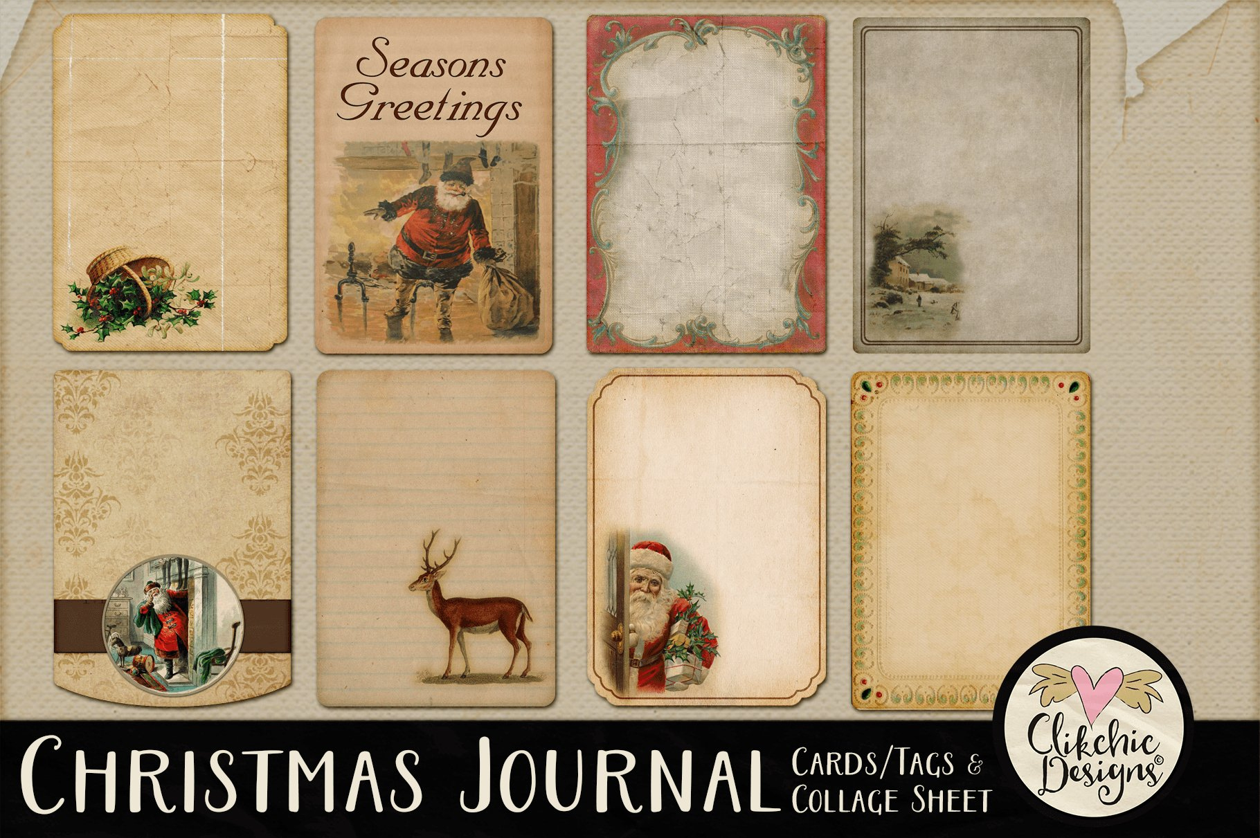 Printable Christmas Tags - Vintage Christmas Journal Cards regarding Vintage Printable Christmas Tags