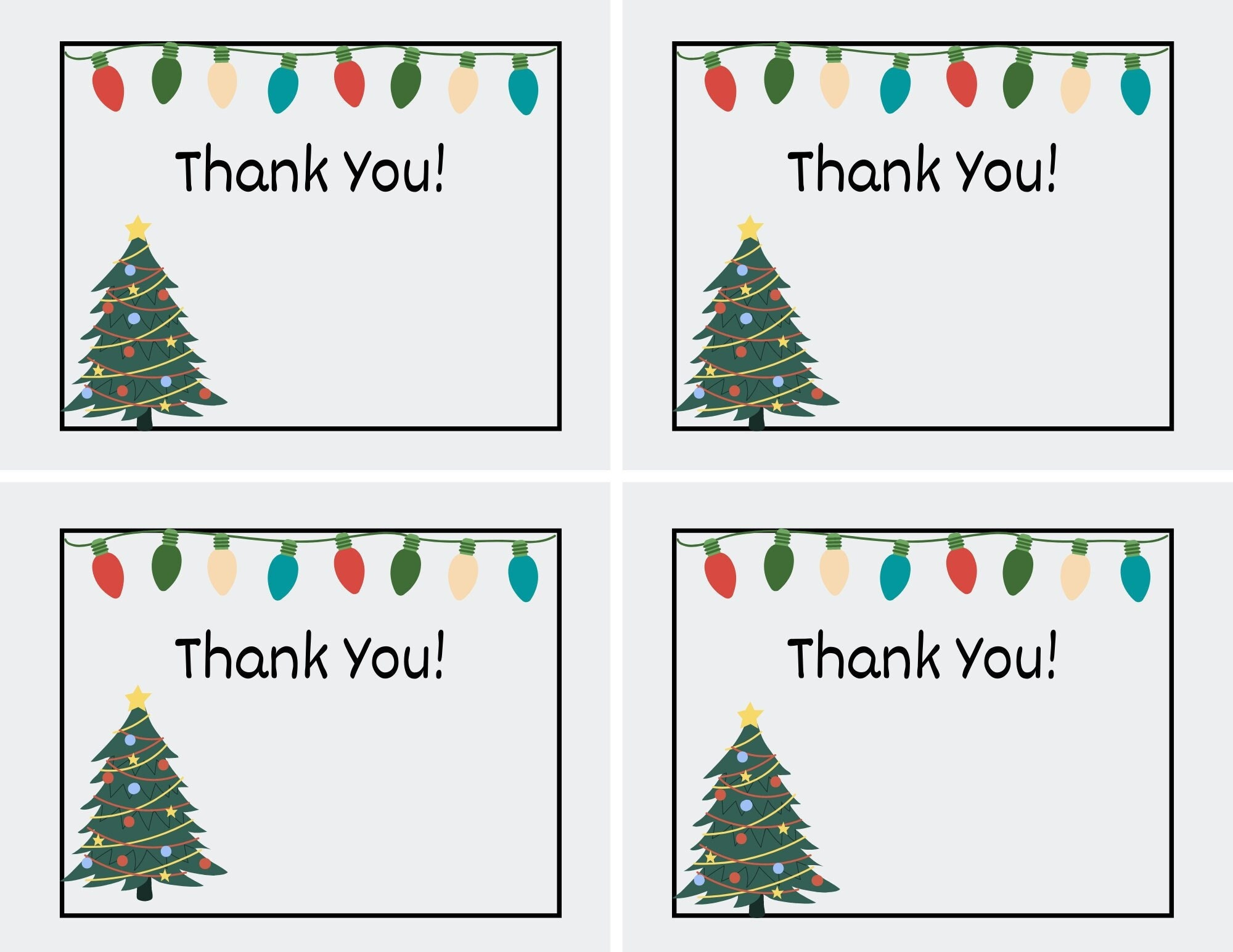 Printable Christmas Thank You Cards For Teachers, Students, Or regarding Christmas Thank You Cards Printable