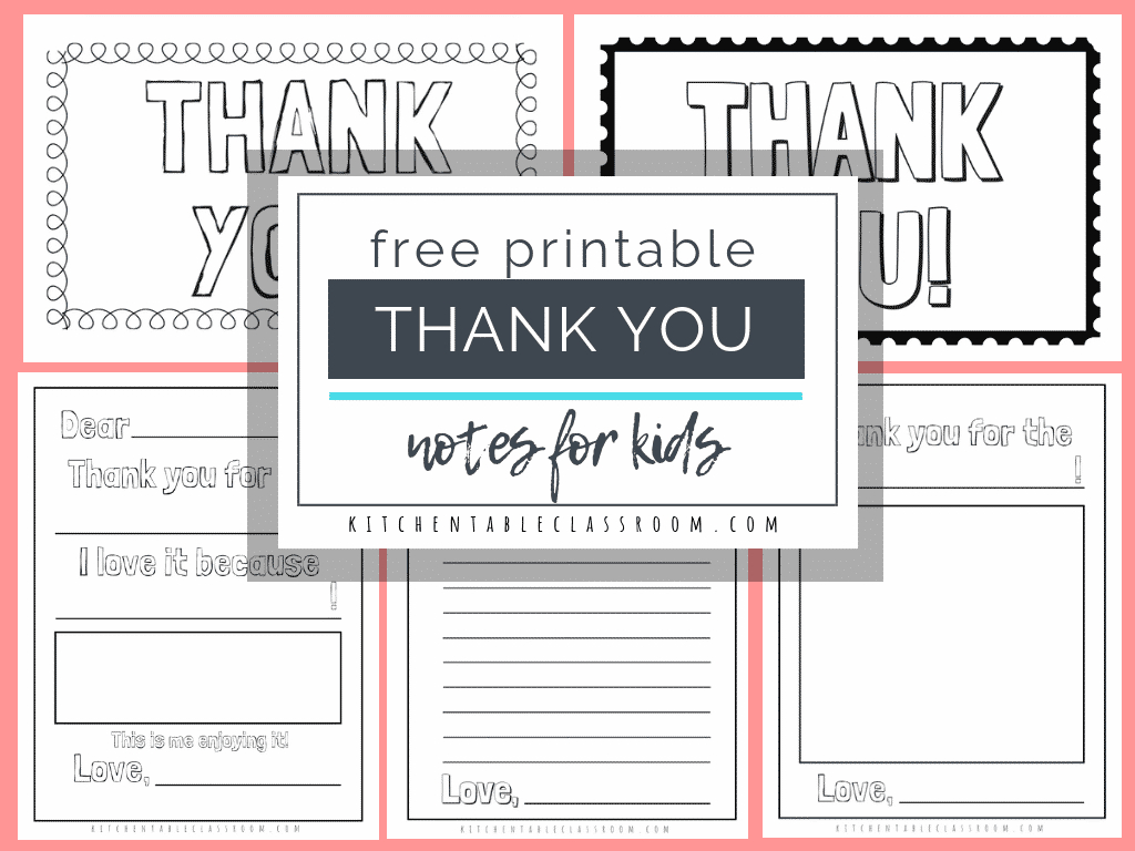 Printable Thank You Cards For Kids - The Kitchen Table Classroom for Kid Thank You Cards Free Printable