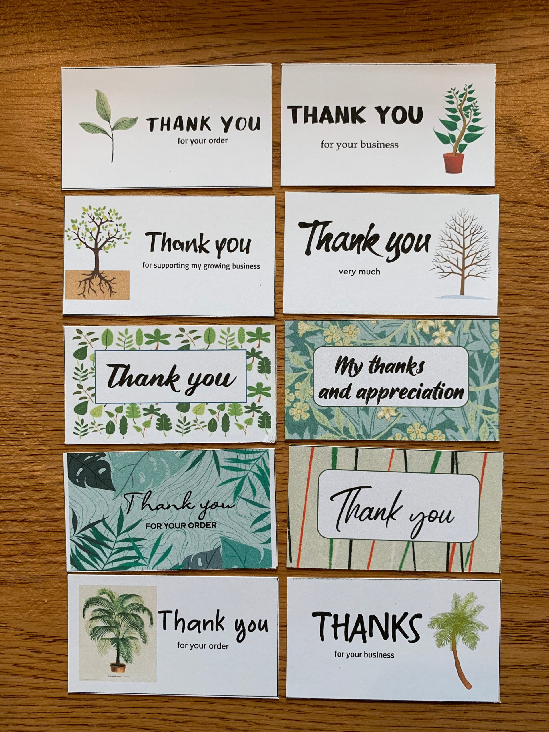 Printable Thank You For Your Order Cards, Set Of 10, Mini Cards inside Thank You Cards Printable For Business