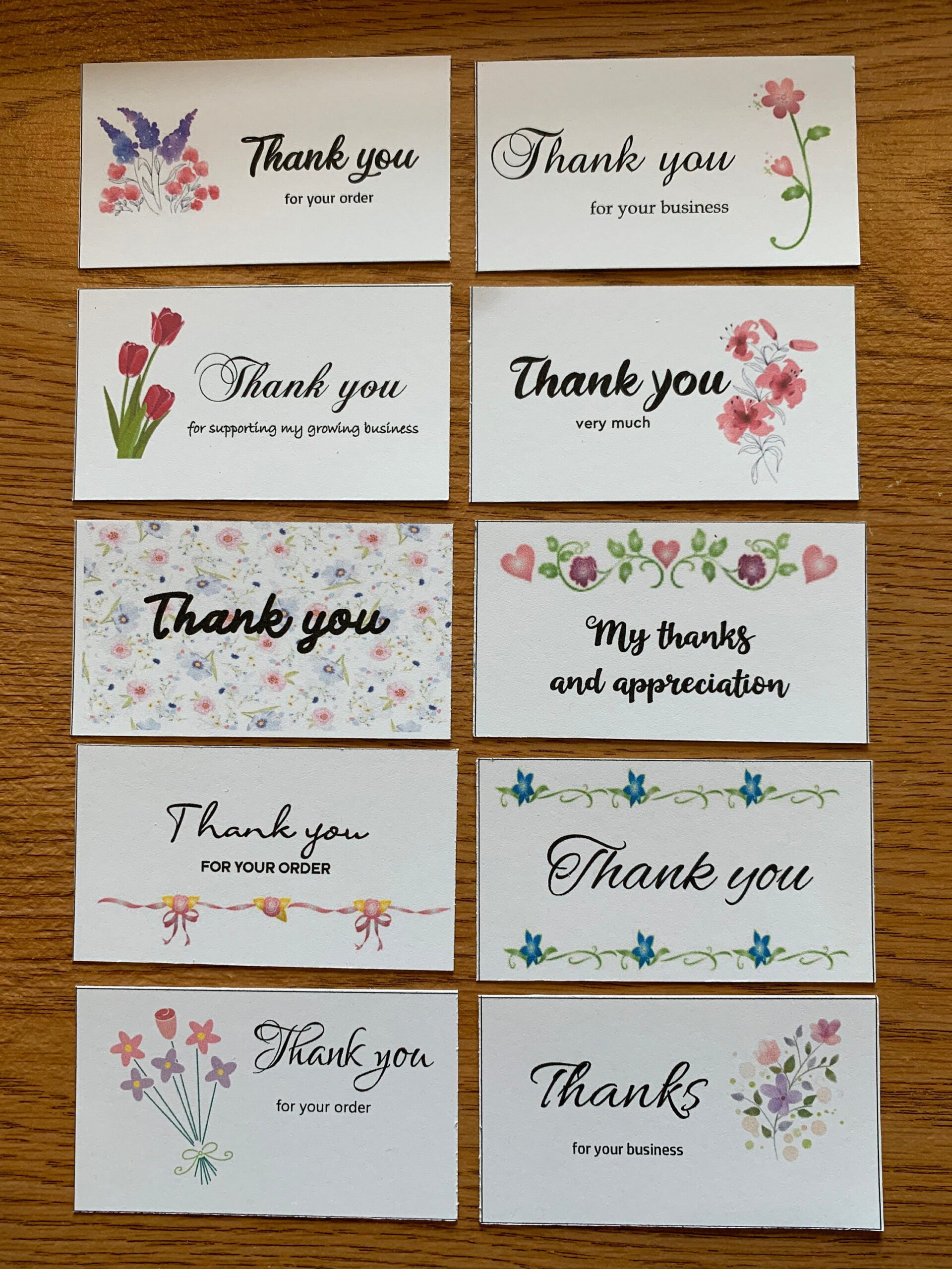 Printable Thank You For Your Order Cards, Set Of 10, Mini Cards within Mini Thank You Cards Printable