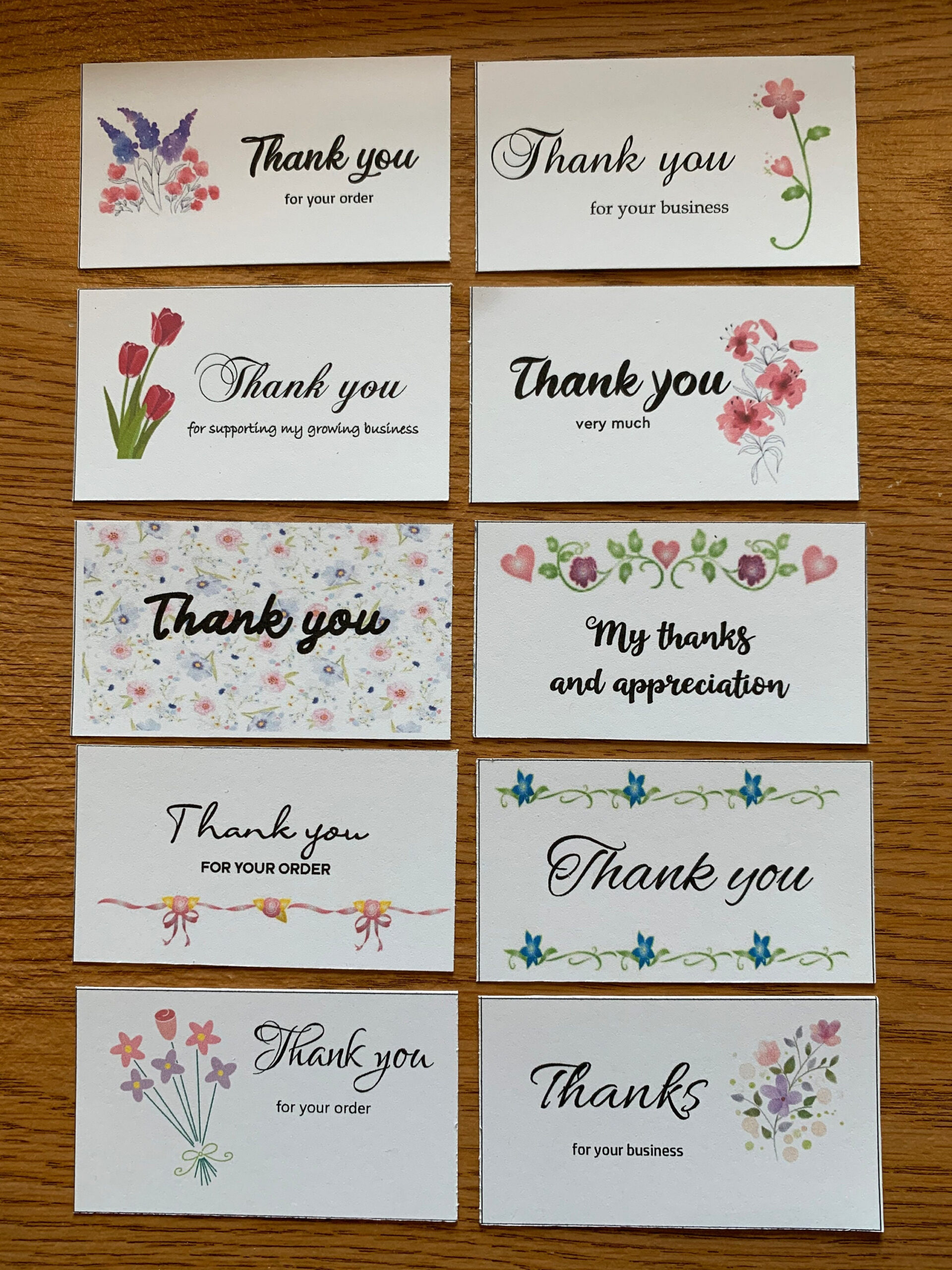 Printable Thank You For Your Order Cards, Set Of 10, Mini Cards within Printable Mini Thank You Cards