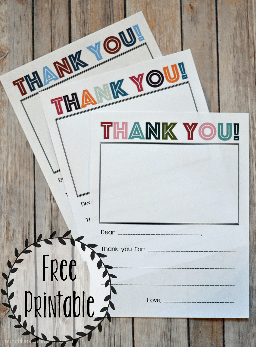 Printable Thank You Note - Three Little Ferns - Family Lifestyle Blog for Free Printable Thank You Cards For Kids
