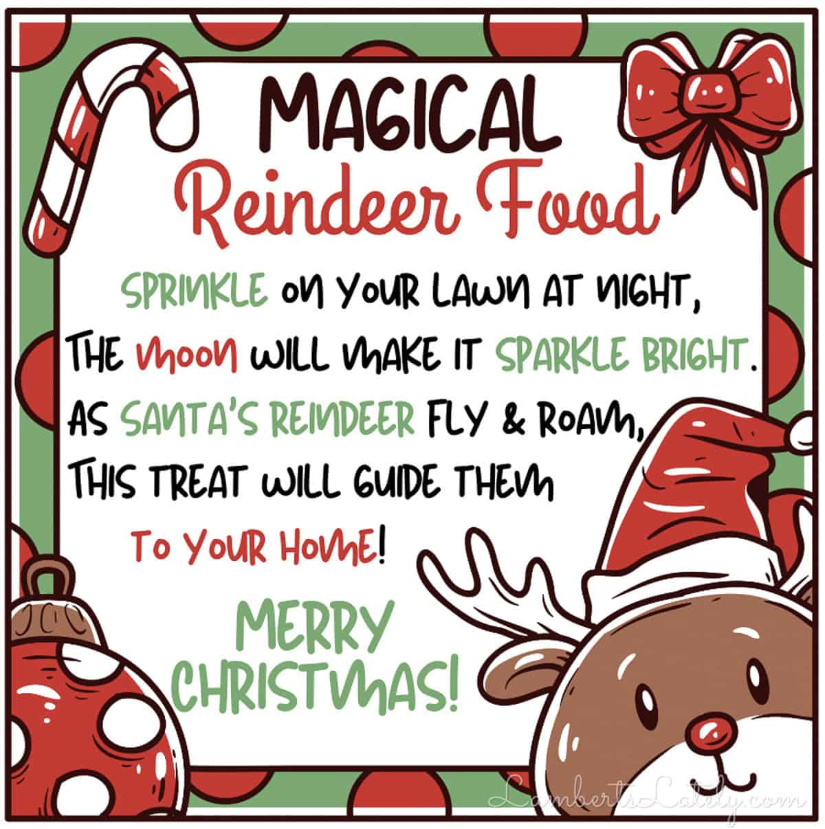 Reindeer Food Recipe & Poem Printable | Lamberts Lately with Reindeer Food Printable Poem