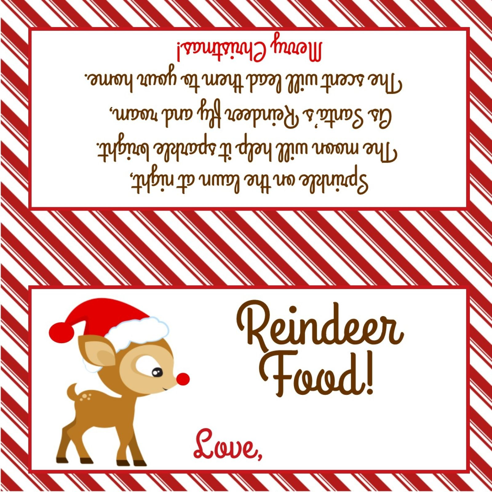 Reindeer Food - Treat Bag Topper - Digital File - You Print! inside Reindeer Food Free Printable Bag Topper