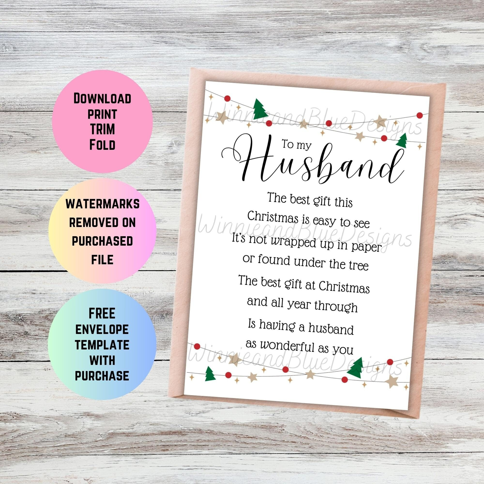 Romantic Christmas Poem Card For Husband (Printable Pdf) pertaining to Printable Christmas Card Husband