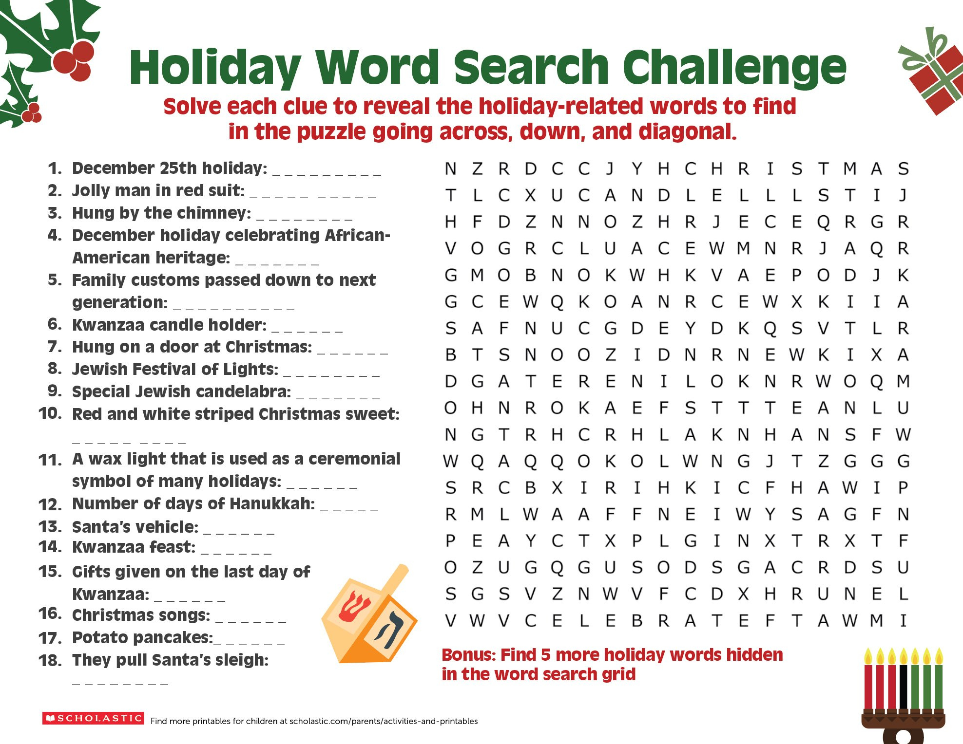 Share A Holiday Word Search-Puzzle With Your Older Child inside Holiday Word Search Printable With Answers