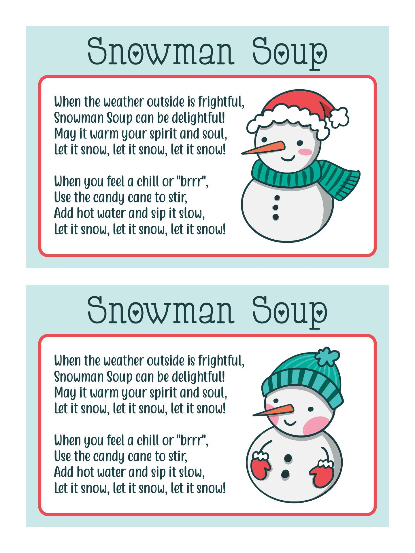 Snowman Soup Labels - 10 Free Pdf Printables | Printablee in Snowman Soup Printable Tags