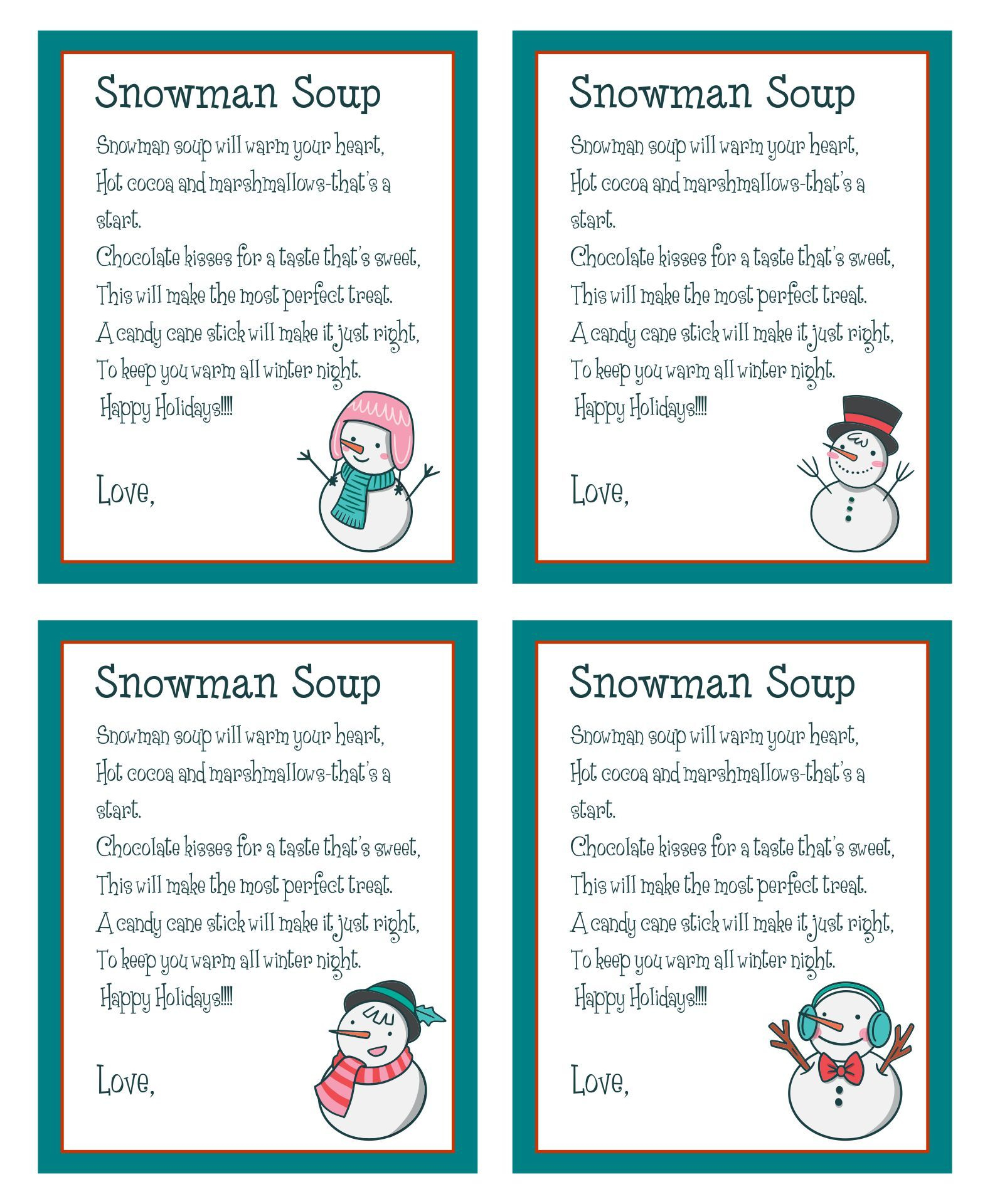 Snowman Soup Labels - 10 Free Pdf Printables | Printablee with regard to Free Printable Snowman Soup Poem Tags