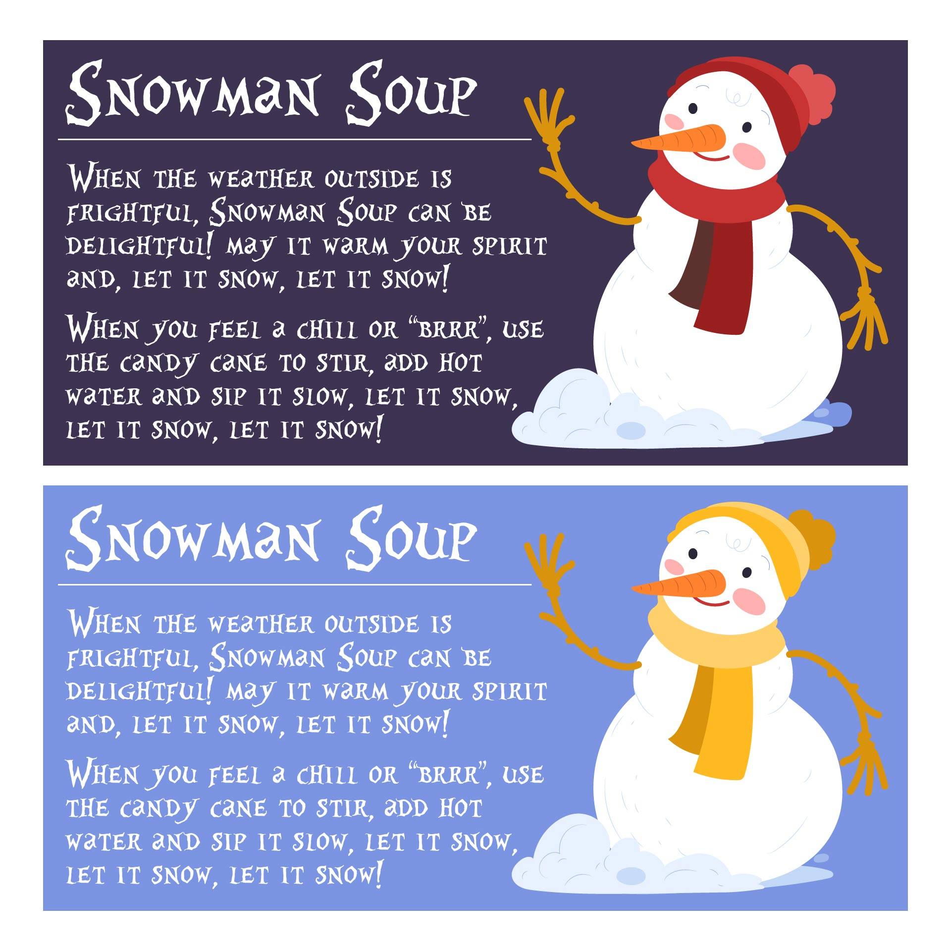 Snowman Soup Tag - 6 Free Pdf Printables | Printablee within Snowman Soup Poem Printable Free