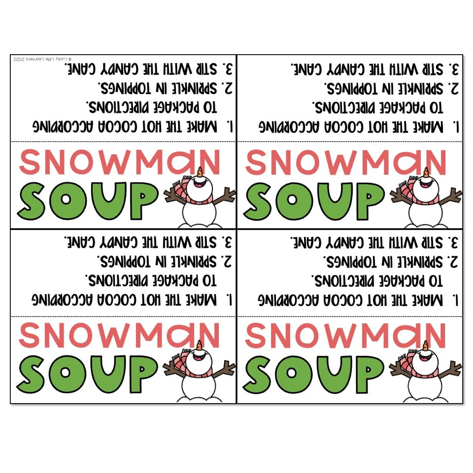 Snowman Soup Tag - Lucky Little Learners pertaining to Snowman Soup Printable Tags