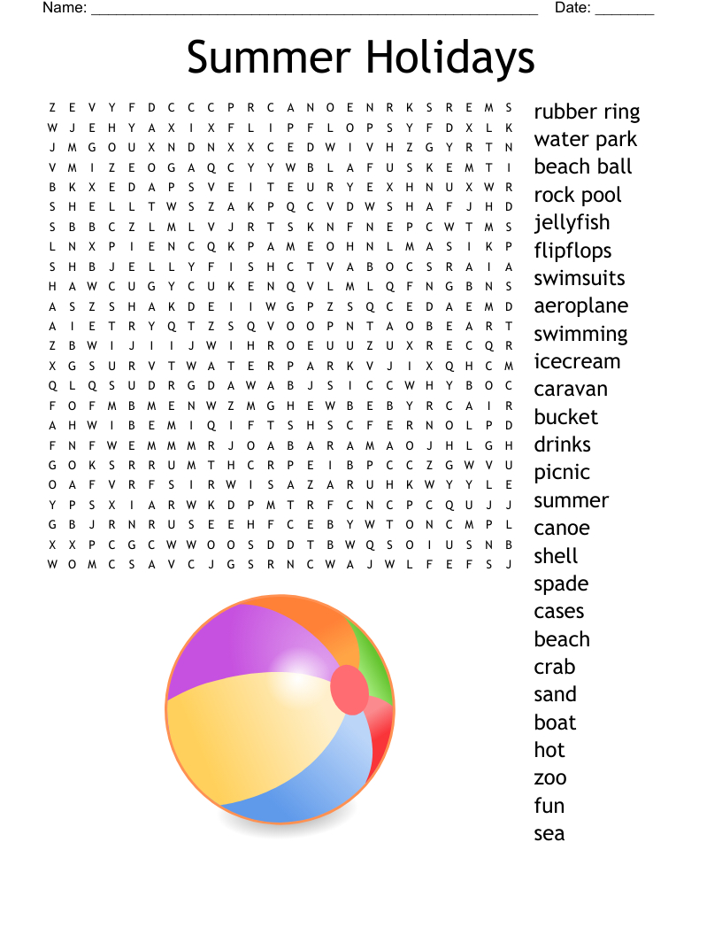 Summer Holidays Word Search - Wordmint with regard to Holidays Word Search Printable