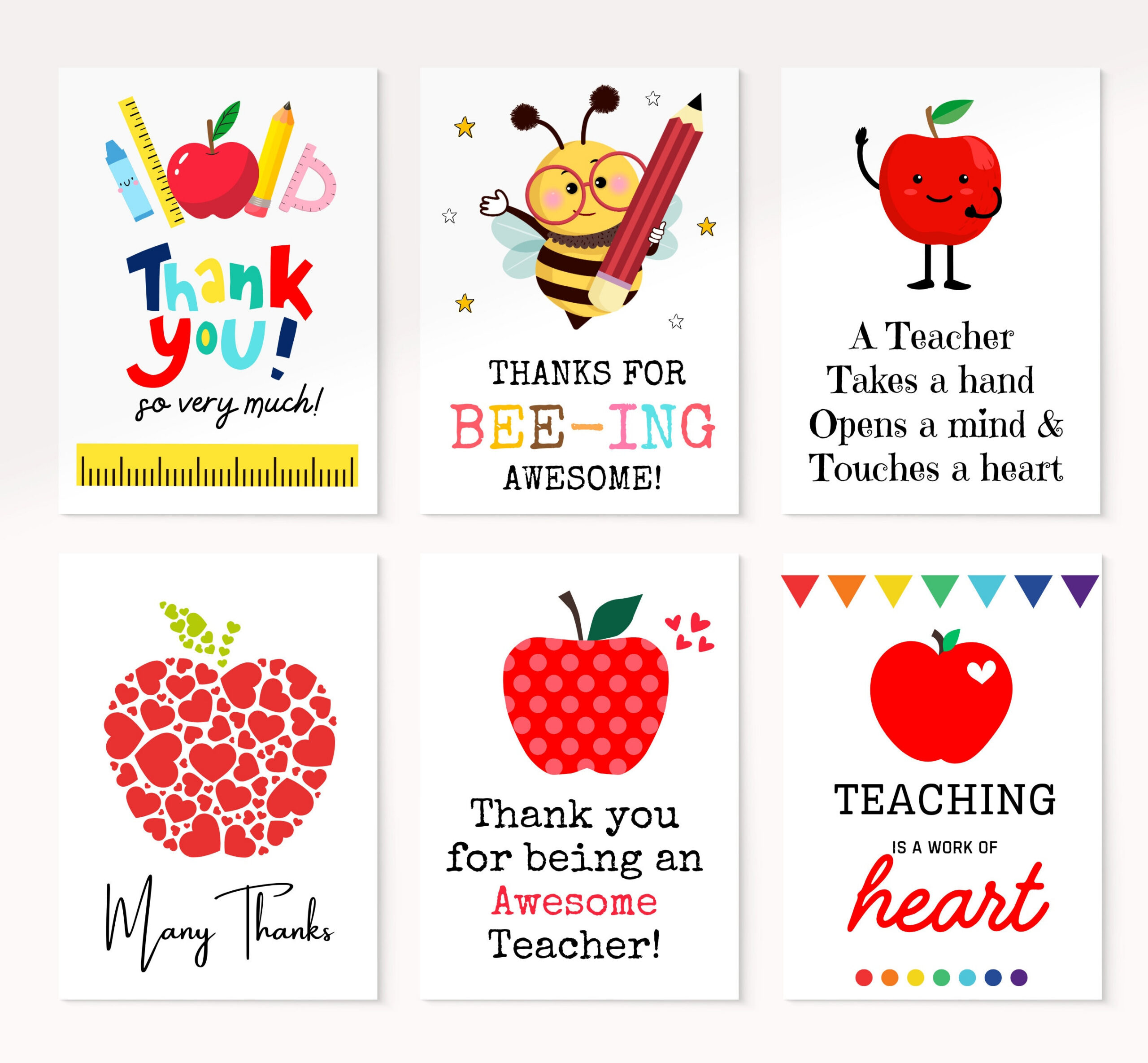 Teacher Appreciation Card Printable, Teacher Thank You Card, End pertaining to Teacher Appreciation Thank You Cards Printable