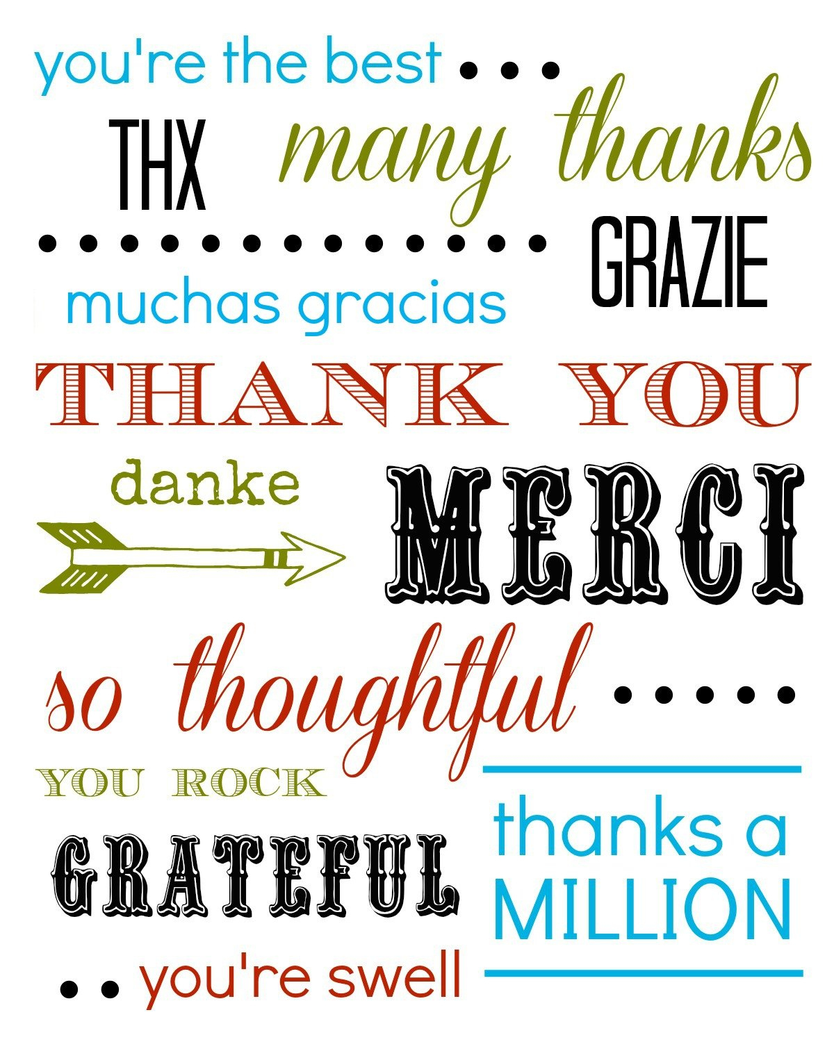 Thank You Card Free Printable pertaining to Downloadable Printable Thank You Cards