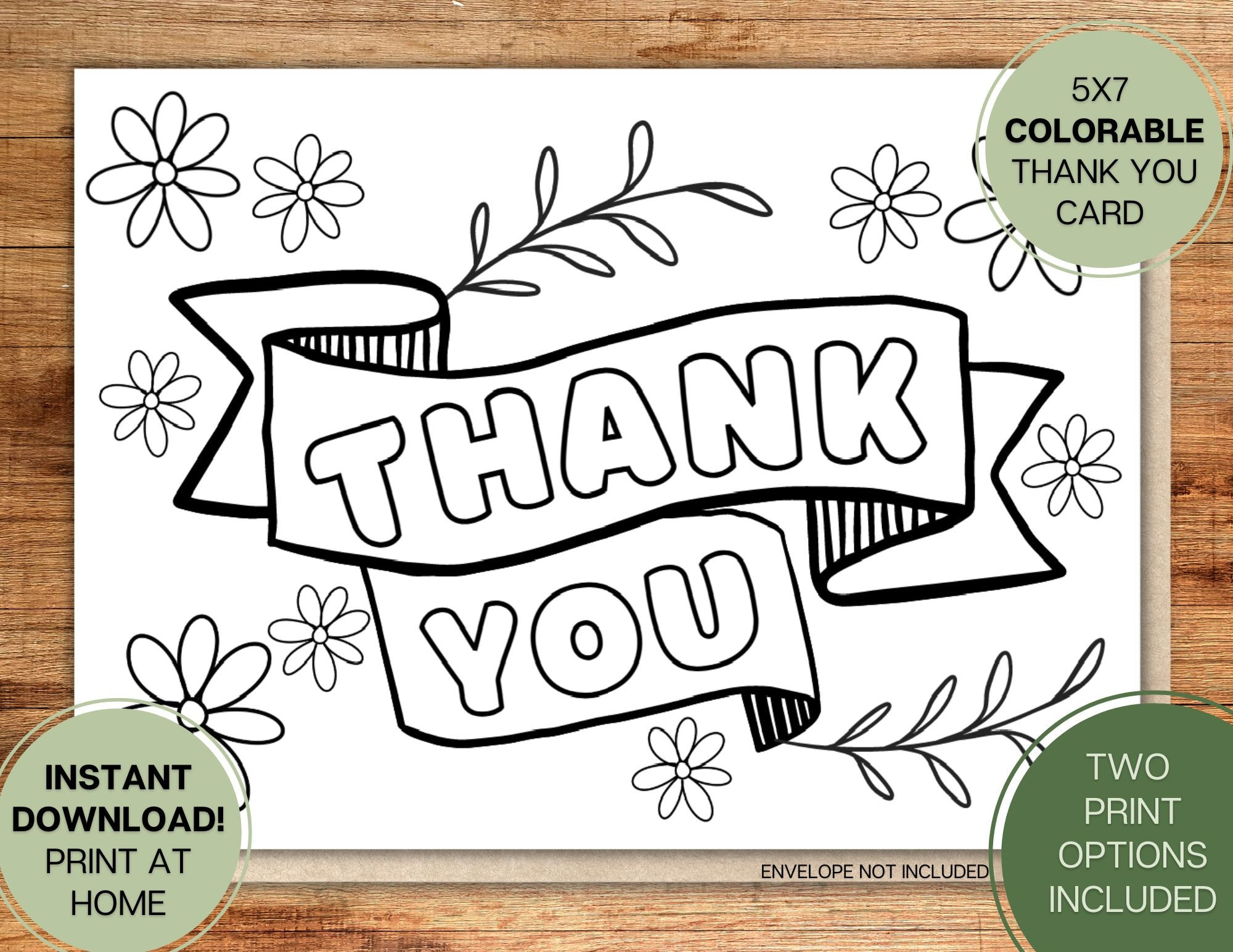 Thank You Card From Child L Colorable Coloring Craft L Gift L inside Free Thank You Cards Printable 5x7