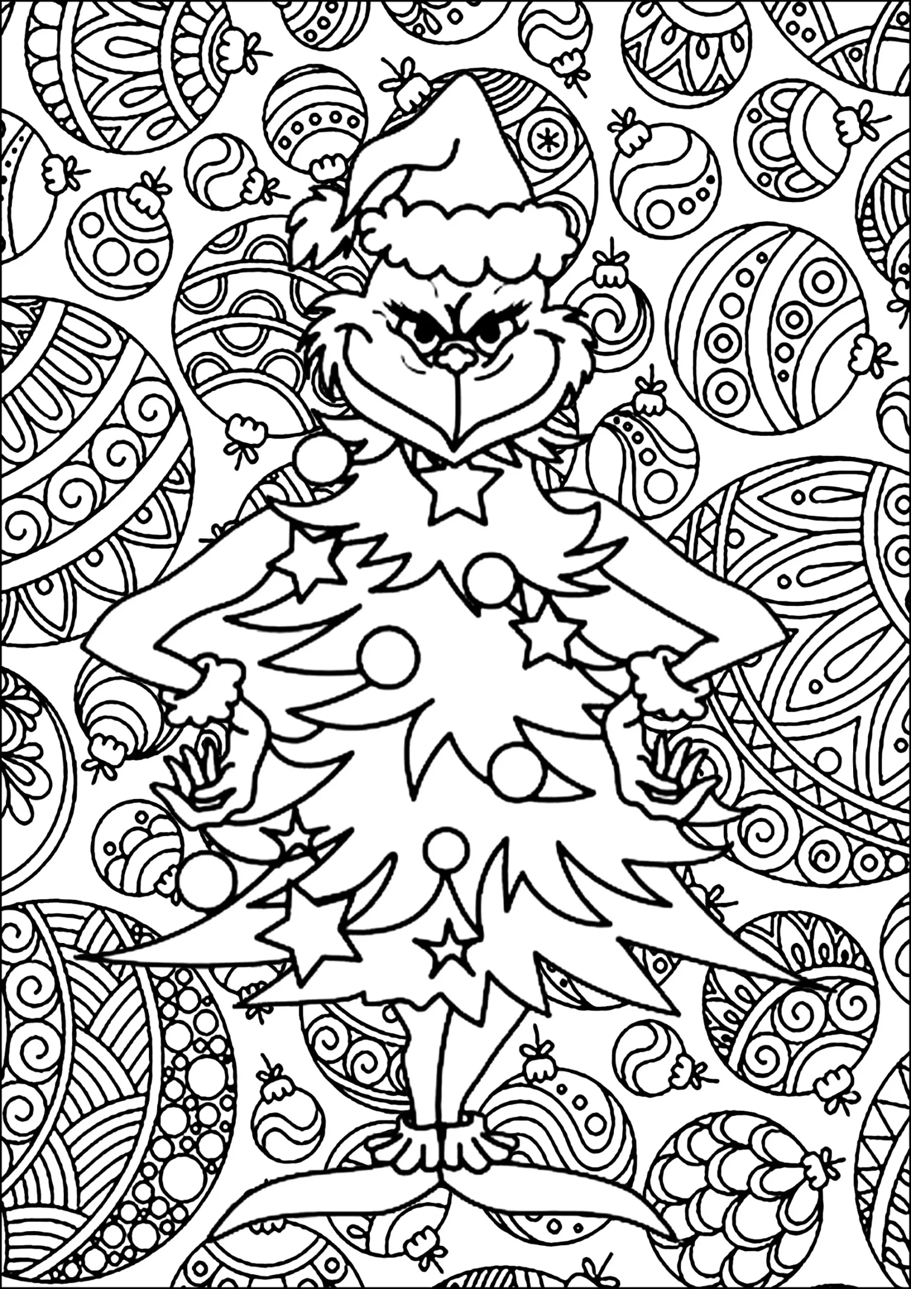 The Grinch Disguised As A Christmas Tree - Christmas Coloring in Christmas Printable Coloring Pages