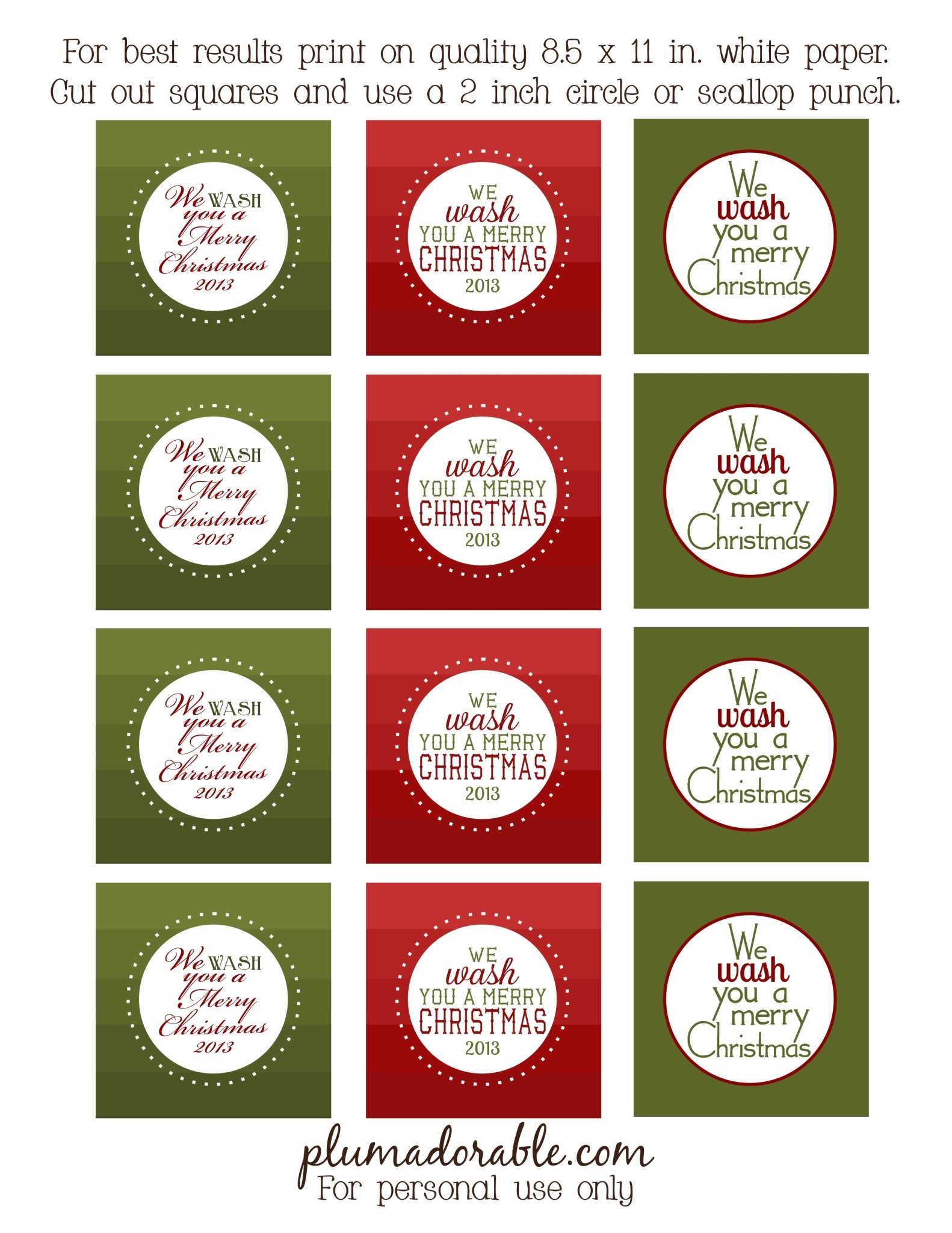 We Wash You A Merry Christmas! (Printable Tags) - The Frugal Girls pertaining to We Wash You A Merry Christmas Printable Tags