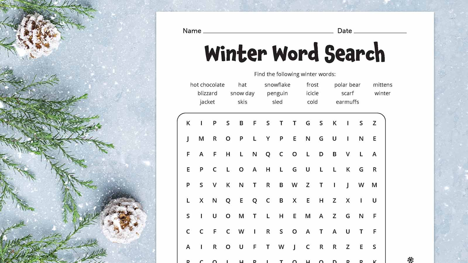Winter Word Search: Free Printable Worksheet Plus Answer Key inside Winter Holiday Word Search Printable