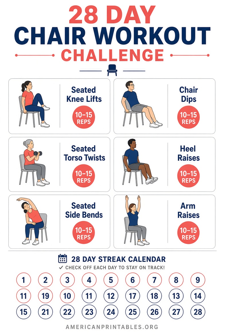 28 Day Chair Workout Challenge Free Printable (3)