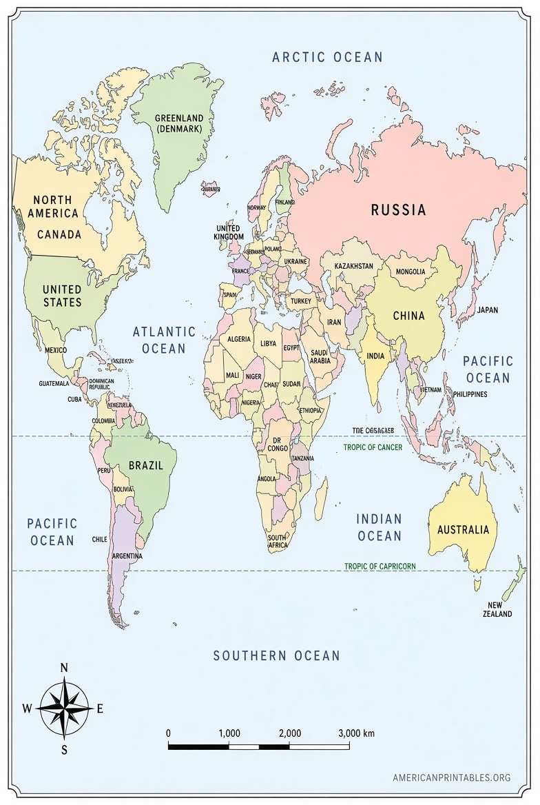 Free A4 World Map Printable Downloads (1)