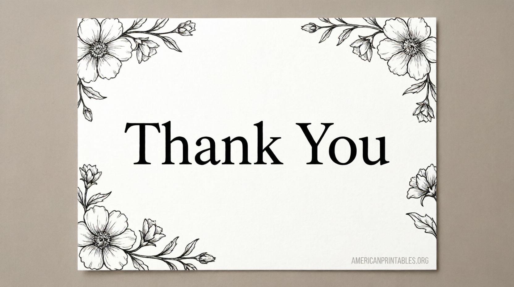 Free Black & White Thank You Cards Printable (1)