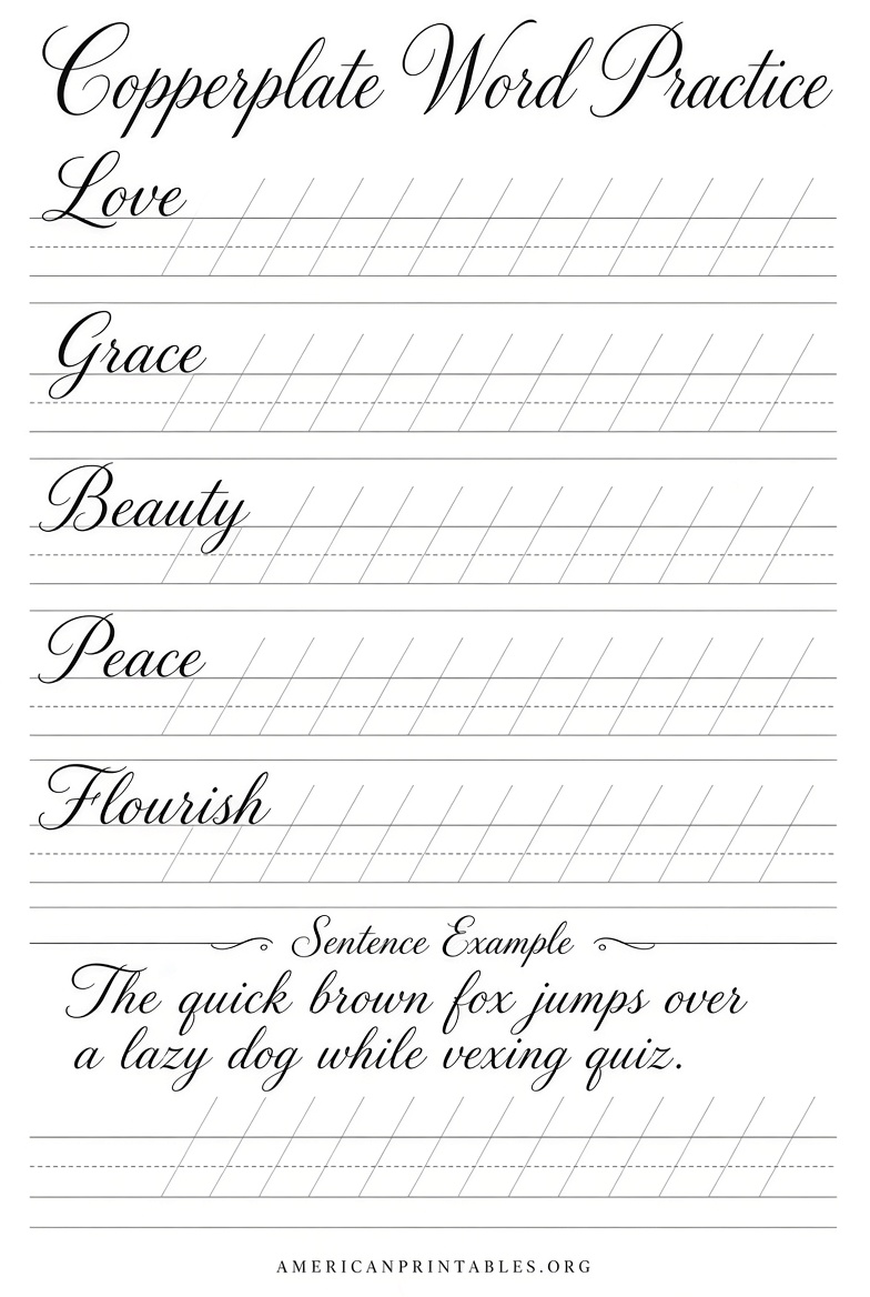 Free Copperplate Practice Sheets Printable PDFs (3)