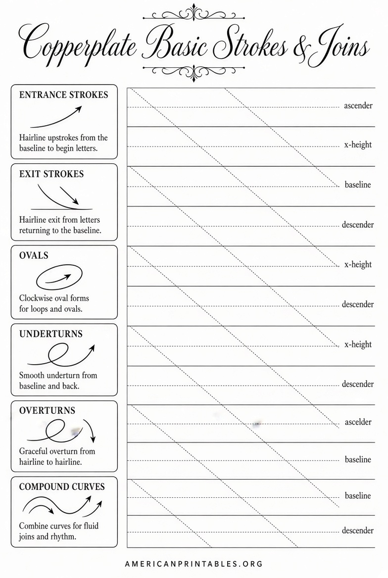 Free Copperplate Practice Sheets Printable PDFs (4)