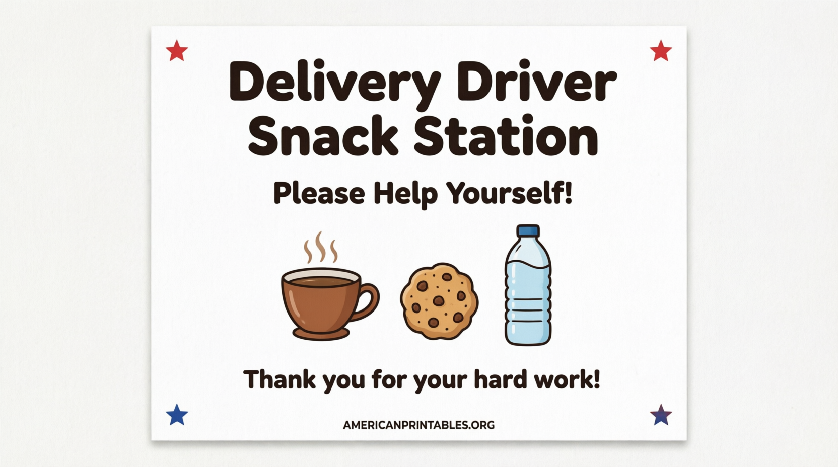 Free Delivery Driver Snack Sign Printable (1)