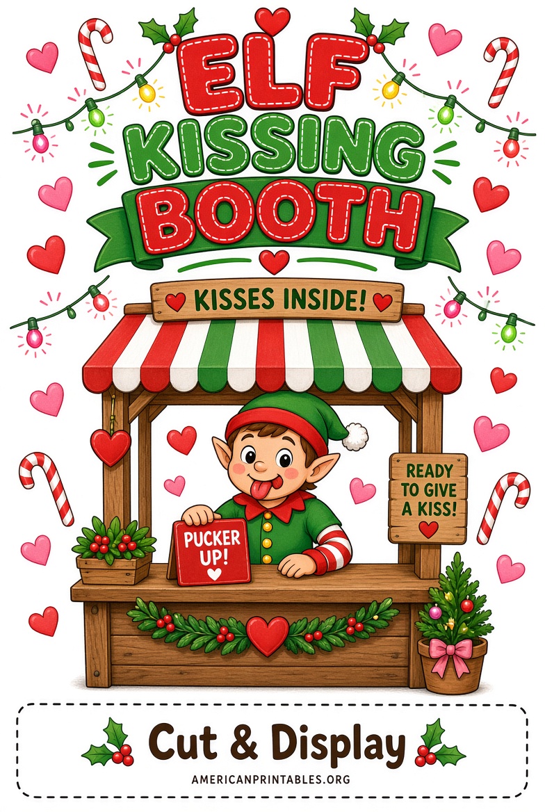 Free Elf Kissing Booth Printable Download (2)