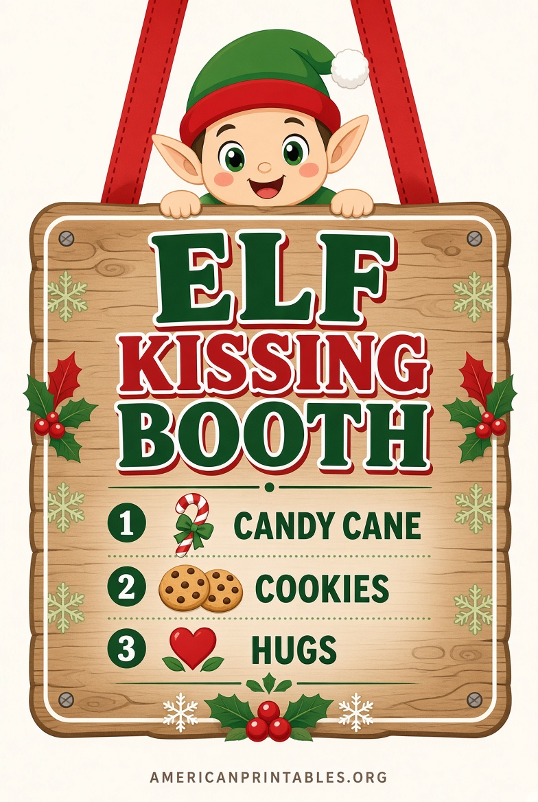 Free Elf Kissing Booth Printable Download (3)