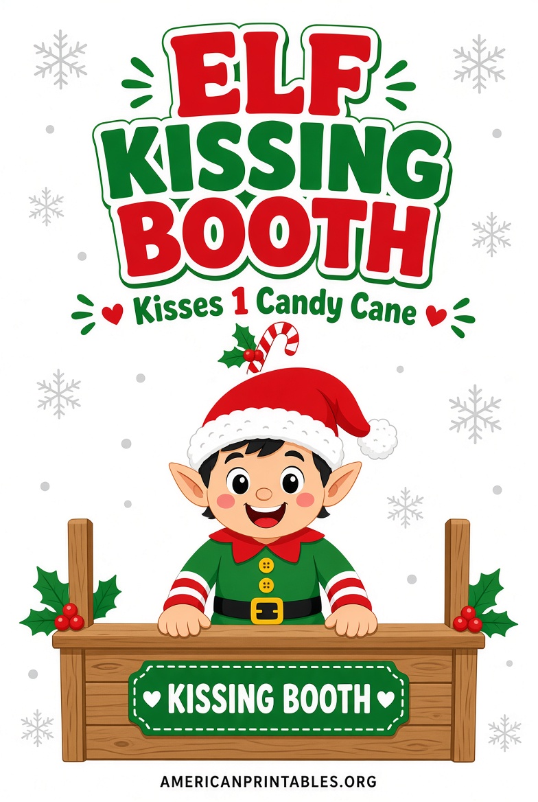 Free Elf Kissing Booth Printable Download (4)