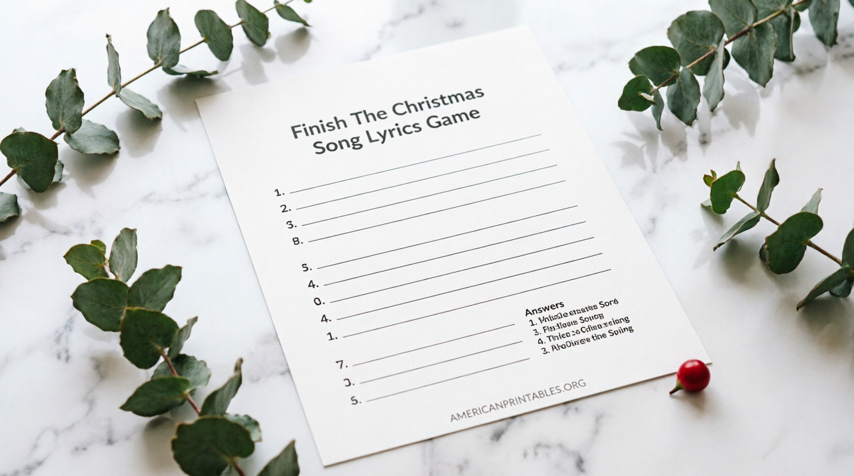 Free Finish Christmas Song Lyrics Game Printable (2)