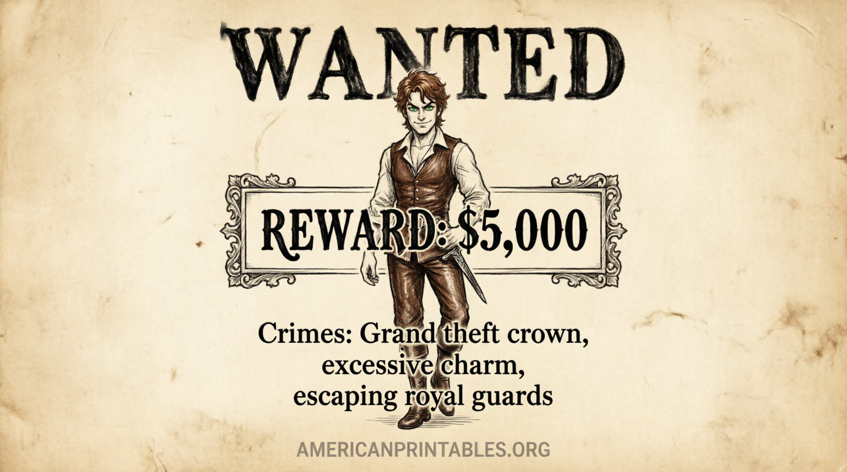 Free Flynn Rider Wanted Poster Printable (1)